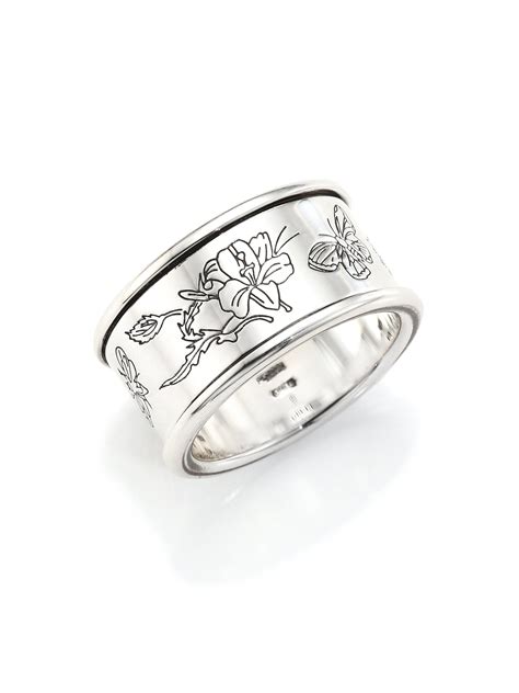 gucci flora sterling silver ring|gucci trademark ring.